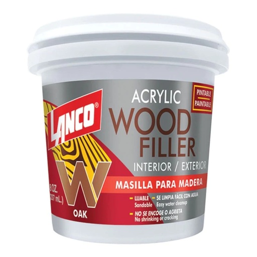 [WF8317] LANCO ACRYL.W/FILLER 8 OZ OAK