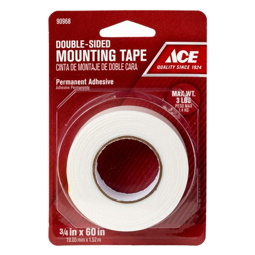 [90968] Ace 3/4 in. W X 60 in. L Mounting Tape White