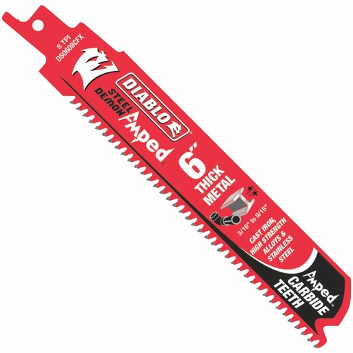 [DS0608CFA3] Diablo Steel Demon Amped 6 in. Carbide Tipped Thick Metal Reciprocating Saw Blade 6/9 TPI 3 Pk
