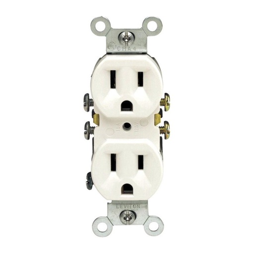 [3201613] RECEP. DBL. WHT. 15A/125V