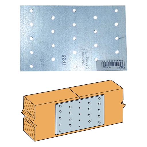 [ANCLAJE032] Simpson Strong-Tie 5 in. H X 0.04 in. W X 3.1 in. L Galvanized Steel Tie Plate