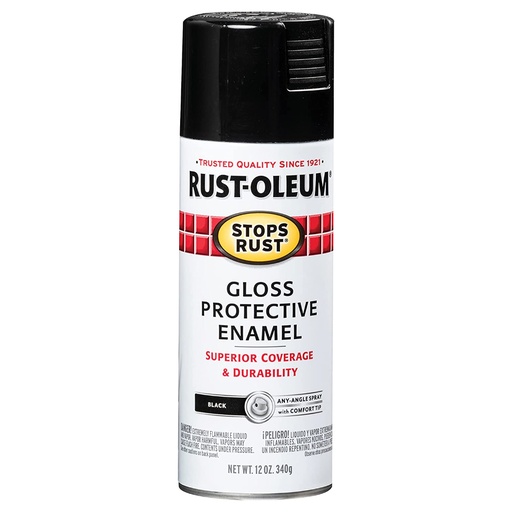 [11878] Rust-Oleum Stops Rust 12 Oz. Aerosol Can Spray Paint - Gloss Black (6/Carton) - 7779830