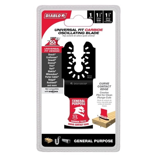 [DOU125CGP] Diablo 1-1/4 in. X 1-1/4 in. W Carbide Oscillating Blade General Purpose Cuts 1 Pk