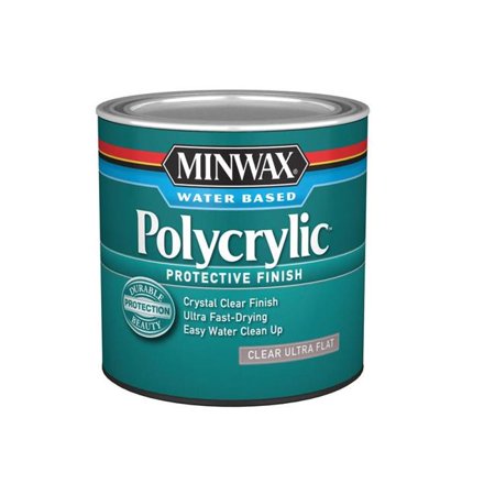 [1015190] Minwax Polycrylic Protective Finish Transparent Flat Clear Water-Based Wood Stain 0.5 Pt