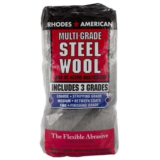 [1361062] Rhodes American 0000 Grade Medium Steel Wool Pad 12 Pack