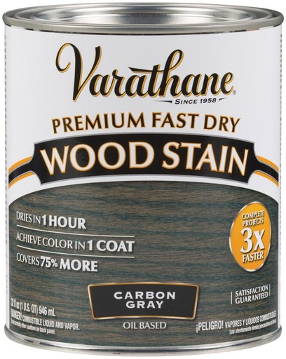 [1864677] Varathane Semi-Transparent Gloss Carbon Gray Oil-Based Urethane Modified Alkyd Fast Dry Wood Stain 1