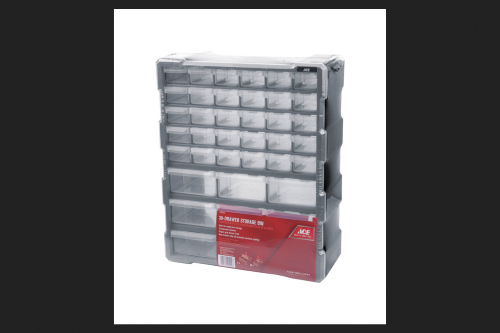 Ace 6.38 in. W X 18.7 in. H Storage Bin Plastic 39 Compartments Gray ...