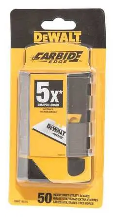[2454965] DeWalt Carbide Edge Steel Heavy Duty Utility Blade 2-1/2 in. L 50 Pc