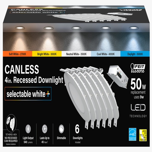 [3000114] RECESSD LIGHT 9W WHT 6PK
