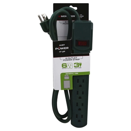 [3001092] PWR STRIP 6 OUTLET GRN
