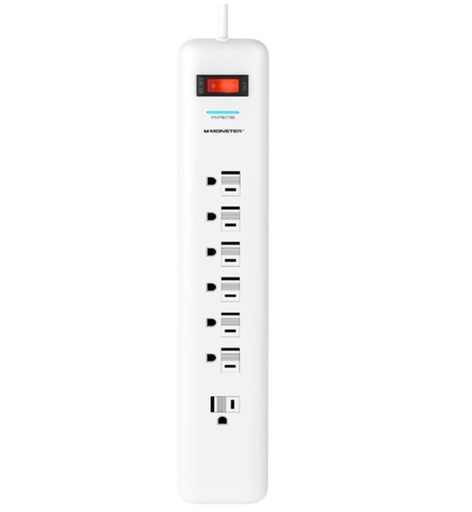 [3001102] Monster Just Power It up 6 Ft. L 7 Outlets Surge Protector White 1080 J