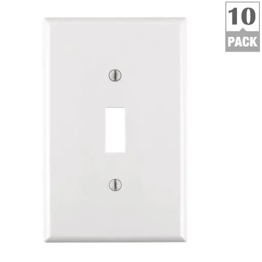 [3001277] Leviton White 1 Gang Nylon Toggle Wall Plate 10 Pk