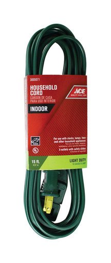 [3005071] Ace Indoor 15 Ft. L Green Extension Cord 16/2 SPT-2