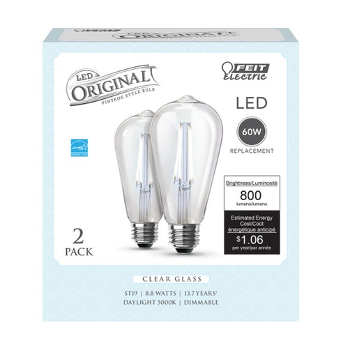[3008685] LED DIM ST19 DL 60W 2PK