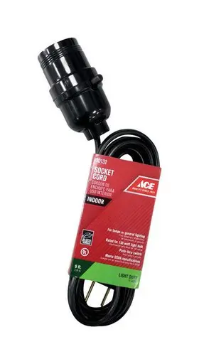 [30132] Ace Indoor 9 Ft. L Black Extension Cord W/Socket 18/2 SPT-2
