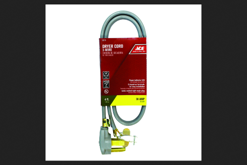 [30170] Ace 10/3 SRDT 4 Ft. L Dryer Cord 3 Wire
