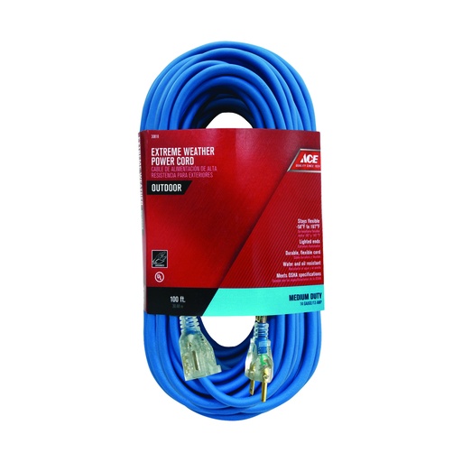 [30818] Ace Outdoor 100 Ft. L Blue Extension Cord 14/3 SJOW