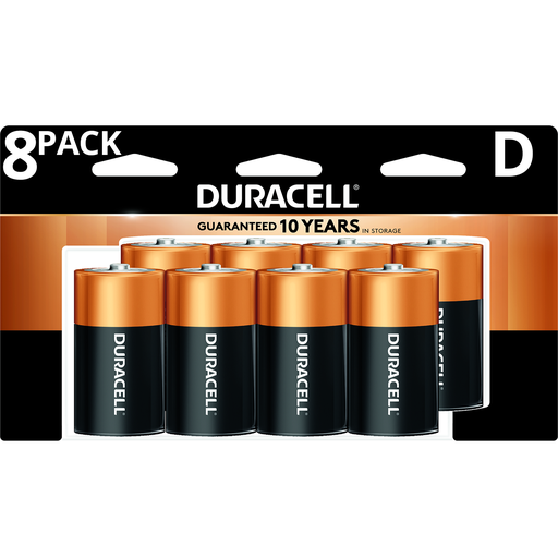 [3100856] Duracell Coppertop D Batteries - 8pk Alkaline Battery: Household Single-Use 1.5V