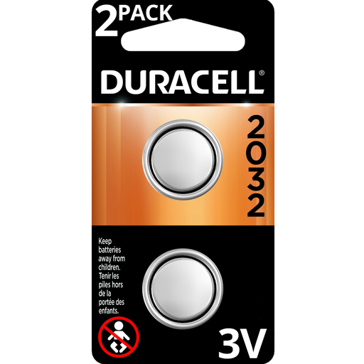 [3193539] DURACELL DL2032B2PK Coin Cell,2032,Lithium,3V,PK2