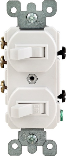[3201704] Leviton 15 Amps Single Pole or 3-way Rocker Duplex Combination Switch White 1 Pk