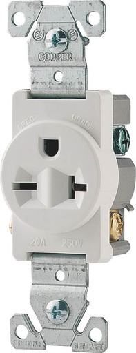 [3215514] Eaton Wiring Devices 1876W-BOX Single Receptacle  2 -Pole  250 V  20 a  Side Wiring  NEMA: NEMA 6-20R  White