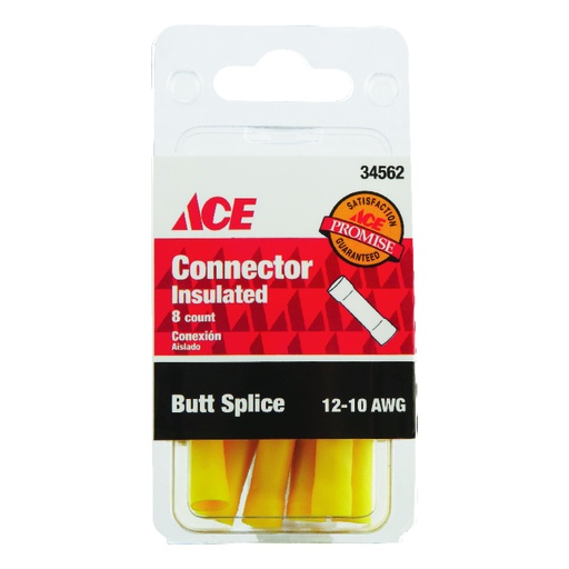 [34562] Ace Insulated Wire Butt Connector Yellow 8 Pk