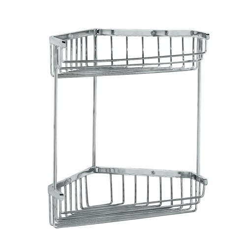 [366001687] Wall-Mount Brass Corner Shower and Tub Caddy in Chrome