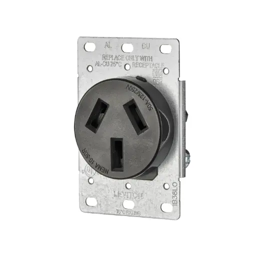 [3701554] Leviton 50 Amps 125/250 V Duplex Black Outlet 10-50R 1 Pk