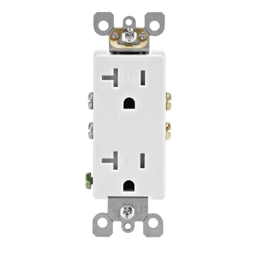 [3829835] Leviton Decora 20 Amps 125 V Duplex White Outlet 5-20R 1 Pk