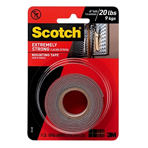 [414H-48] Scotch 1"x48' Indoor/Outdoor Extreme Double-Sided Mounting Tape