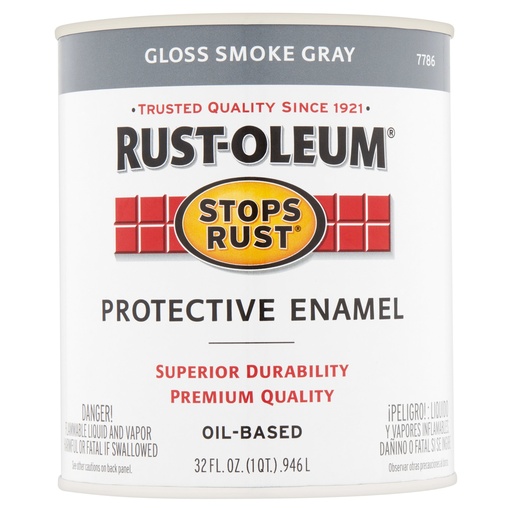 [420007576] Rust-Oleum Stops Rust 1-qt. Can Brush-on Protective Enamel Paint - Gloss Smoke (2/Carton) - 7786502