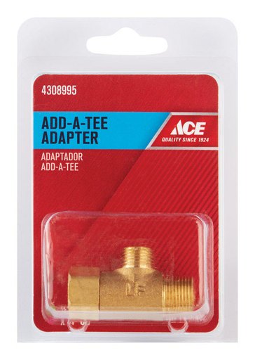 [4308995] Ace Add a Tee 3/8 in. Female Compression Swivel X 1/4 in. D Male Compression Brass Adapter