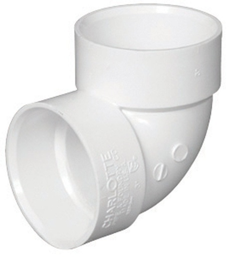 [440000601] Charlotte Pipe Schedule 40 3 in. Hub X 3 in. D Hub PVC Elbow 1 Pk