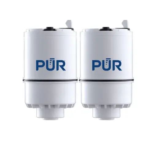 [4806477] PUR Filtration Faucet Mount Water Filter Replacement - 2pk: Reduces Odors, Filters Pesticides, Mercury, Lead, White, 30-Day Warranty