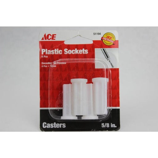 [51194] 5/8  Plastic Socket Casters Ace Casters 51194 White Plastic 082901511946