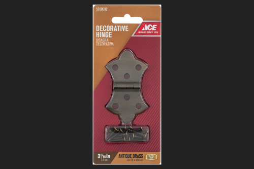[5300082] Ace 1-11/16 in. W X 3-1/16 in. L Antique Brass Brass Decorative Hinge 2 Pk