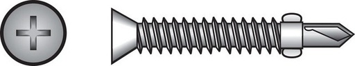 [560671] HILLMAN No. 12 Ga. X 2-1/2 in. L Phillips Flat Head Self-Drilling Screws 100 Pk