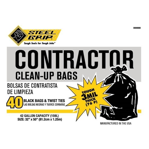 [6044649] Steel Grip 42 Gal No Scent Contractor Bags Twist Tie 40 Pk