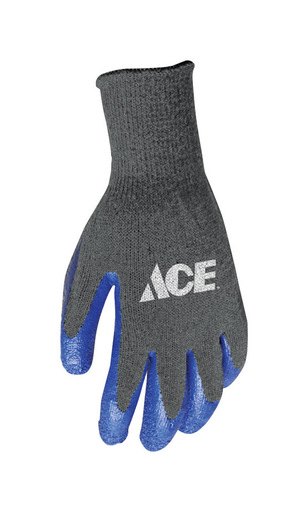 [6356588] Ace Men's Indoor/Outdoor Coated Work Gloves Black/Gray L 1 Pair