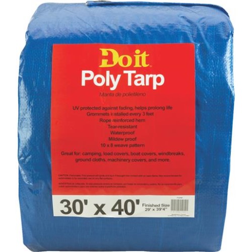 [712187] Do It Best Blue Woven 30 Ft. X 40 Ft. Medium Duty Poly Tarp 712187 - All