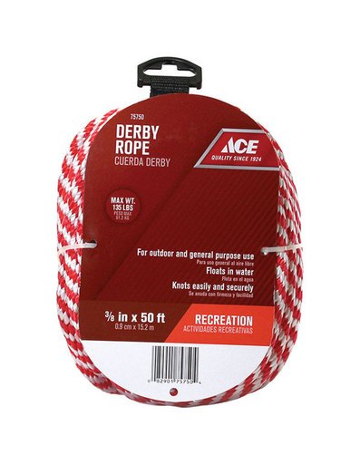[75750] Ace 3/8 in. D X 50 Ft. L Red/White Solid Braided Poly Derby Rope