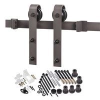 [BD102K07800-BR] Bent Strap Barn Door Hardware Kit, 78-3/4 in L Track, Steel, Bronze, Wall, for: Barn Door