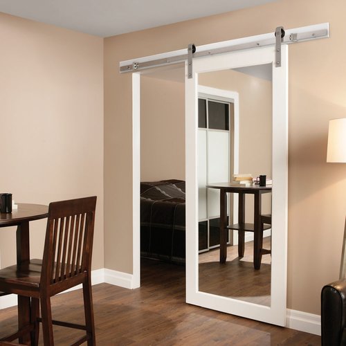[BD102K07800-SS] Renin BD102K-07800 Spectrum 78" Sliding Barn Door Track and Mounting Kit - Bent Hanger Style Stainless Steel Sliding Door Hardware Barn Door Hardware