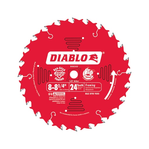 [D0824X] Diablo 8-1/4 in. D X 5/8 in. TiCo Hi-Density Carbide Framing Blade 24 Teeth 1 Pk