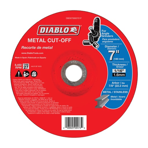 [DBD070063701] DIABLO DISCO C/METAL 7"X1/16