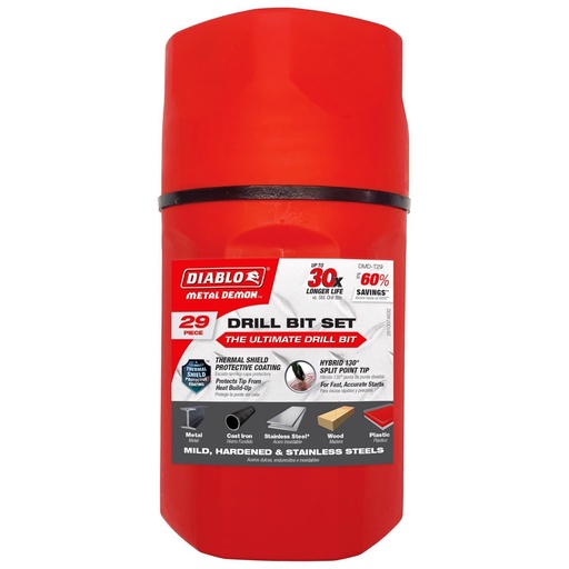 [DMD-T29] Diablo Metal Demon Stainless Steel Drill Bit Set 29 Pc