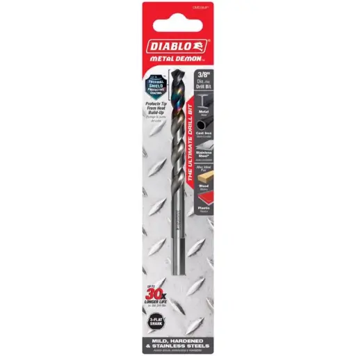 [DMD516JP1] Diablo Metal Demon 5/16 in. X 4.6 in. L Stainless Steel Drill Bit 3-Flat Shank 1 Pc