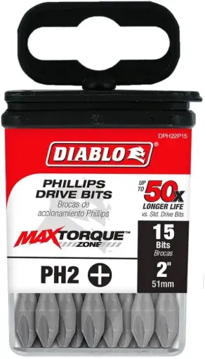 [DPH22P15] Diablo Tools 2 Inch #2 Phillips Drive Bits 15 Pack - DPH22P15