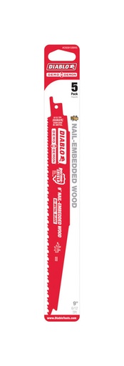 [DS0912BW5] Diablo 9 in. Bi-Metal Nail-Embedded Wood Reciprocating Saw Blade 4/6 TPI 5 Pc
