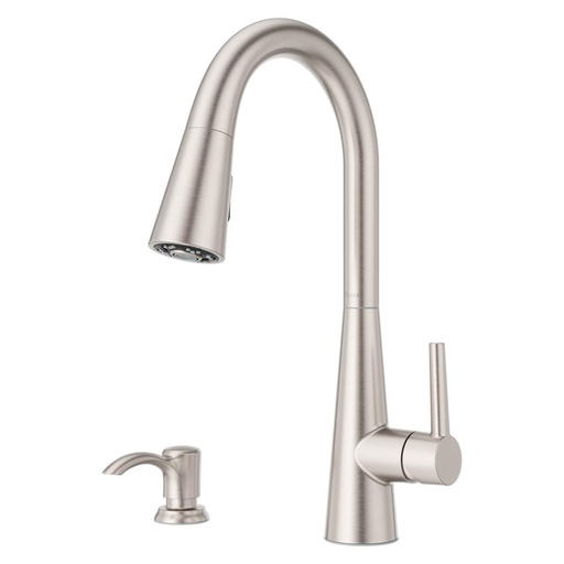 [F-529-7BARGS] Pfister F-529-7RSSR Rosslyn 1.8 GPM Single Hole Pull Down Kitchen Faucet - Includes Soap Dispenser and Escutcheon Spot Defense Stainless Steel Faucet